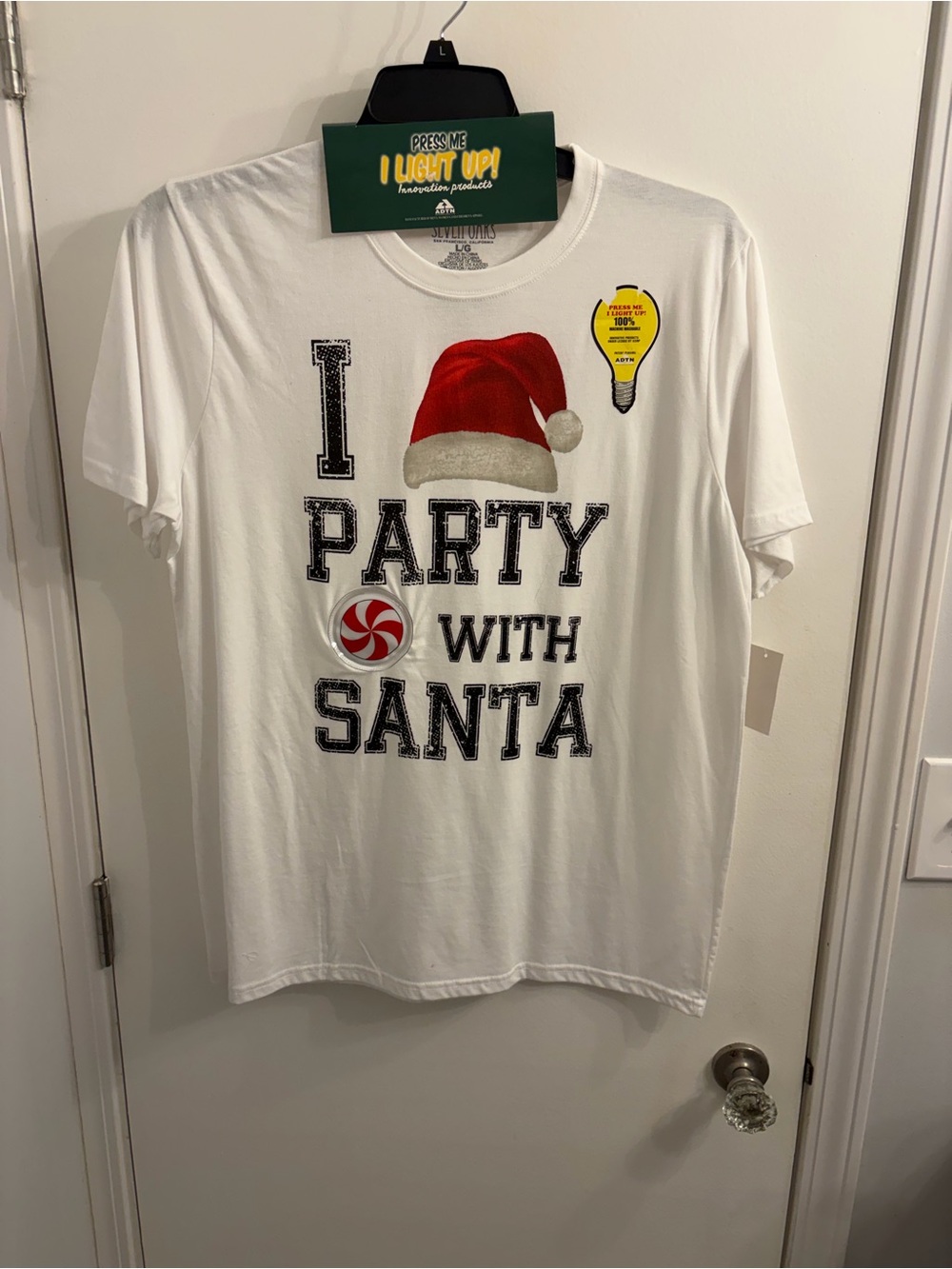 I Party With Santa Short Sleeve Tee - White
